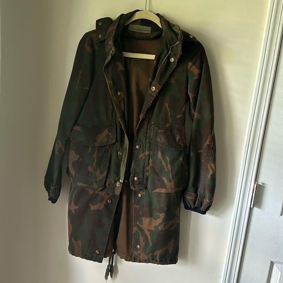 REAL Golden Goose Deluxe Brand camo khaki dark brown multi women’s coat - Picture 2 of 11